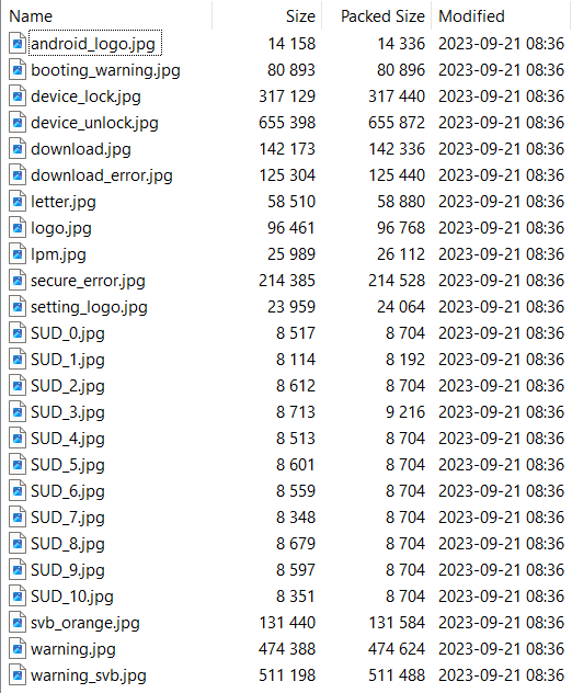 Image of 7zip with the files inside up_param.tar